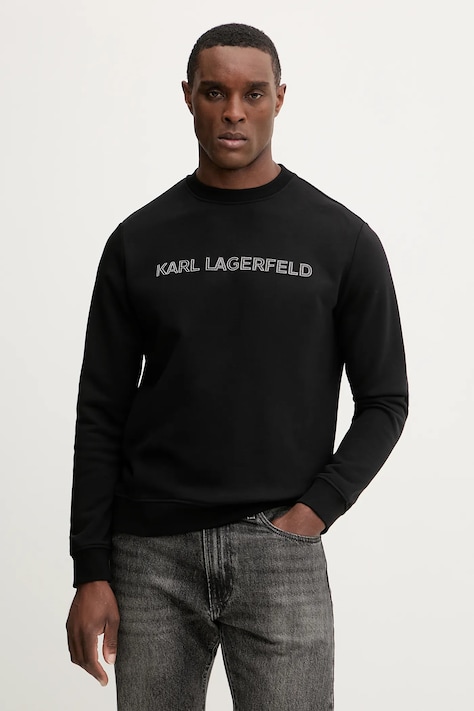 Karl Lagerfeld bluza bawełniana męska kolor czarny gładka 561952.705075