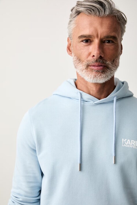 Karl Lagerfeld mikina s kapucňou pánska bavlnená tyrkysová 561917.705781