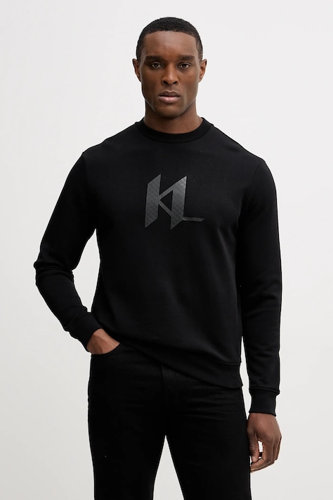 Karl Lagerfeld hanorac de bumbac culoarea negru, cu imprimeu, 561951.705072