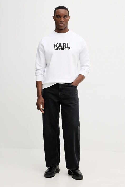 Karl Lagerfeld bluza bawełniana męska kolor biały z nadrukiem 561917.705780