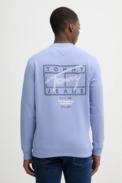 Βαμβακερή μπλούζα Tommy Jeans χρώμα: μπλε, DM0DM22366