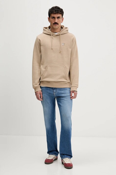 Tommy Jeans bluza męska kolor beżowy z kapturem melanżowa DM0DM22666