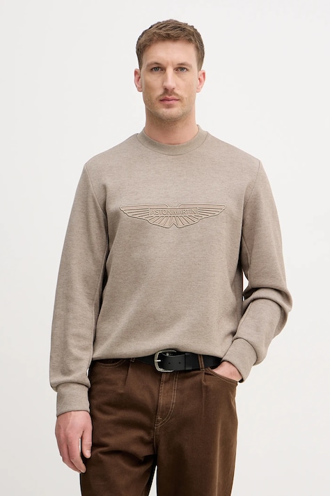 BOSS bluza z dodatkiem wełny C-Soleri 242_AM męska kolor beżowy melanżowa 50554525