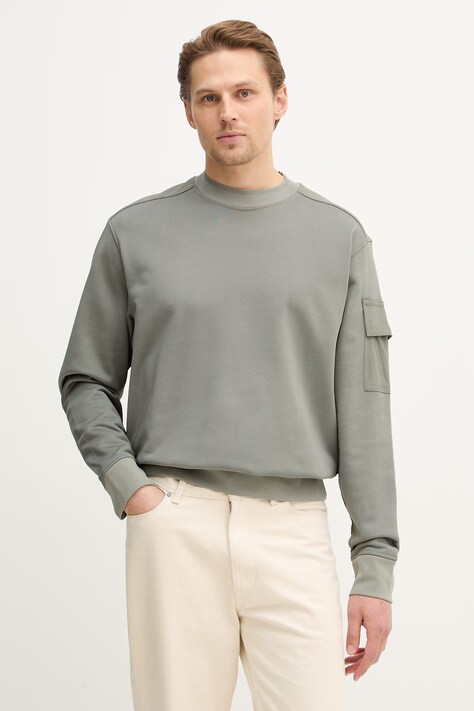 BOSS Orange bluza We_Functional męska kolor zielony gładka 50554314