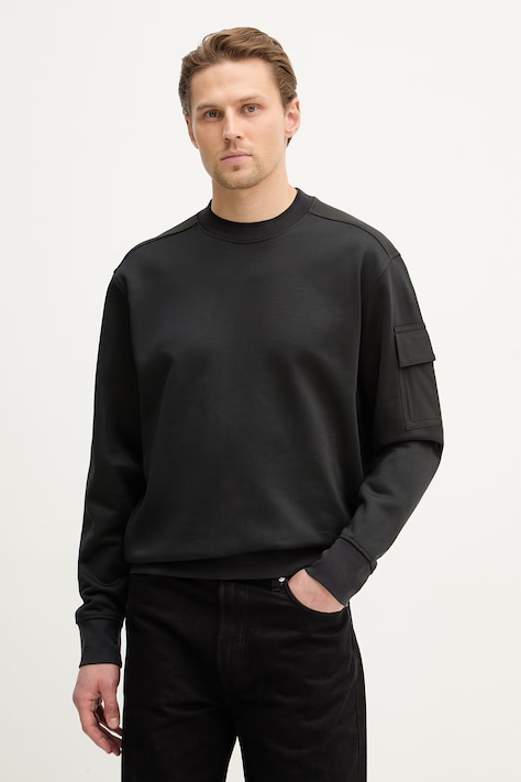 BOSS Orange bluza We_Functional męska kolor czarny gładka 50554314