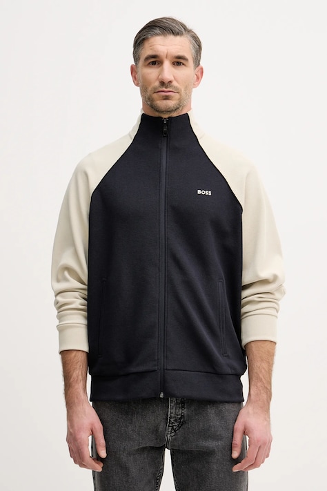 Mikina BOSS Green pánská, tmavomodrá barva, hladká, 50553566