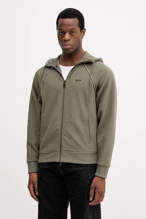 BOSS Green bluza męska kolor zielony z kapturem gładka 50553575