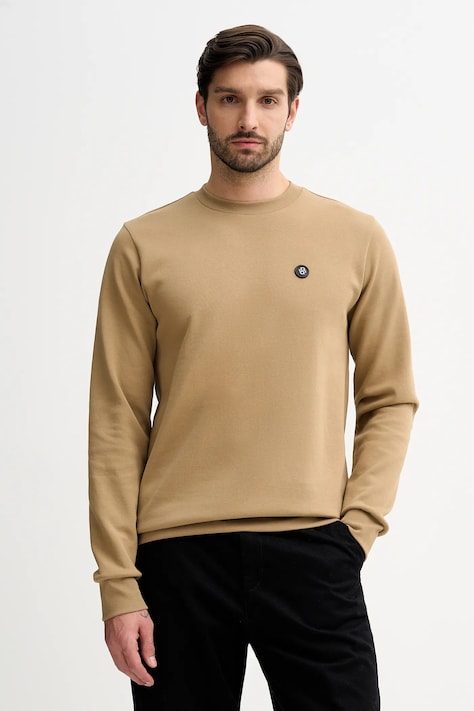 Pulover BOSS moški, bež barva, 50555830