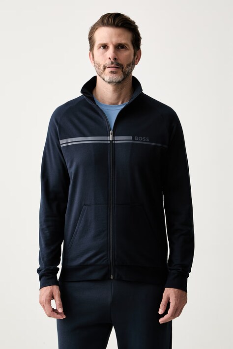 BOSS bluza rozpinana męska bawełniana Authentic Jacket Z granatowa 50554779