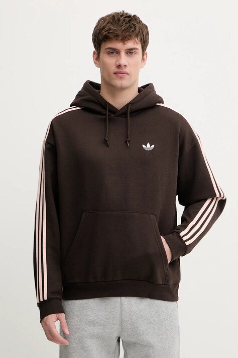 adidas Originals bluza Adicolor męska kolor brązowy z kapturem gładka KE0880