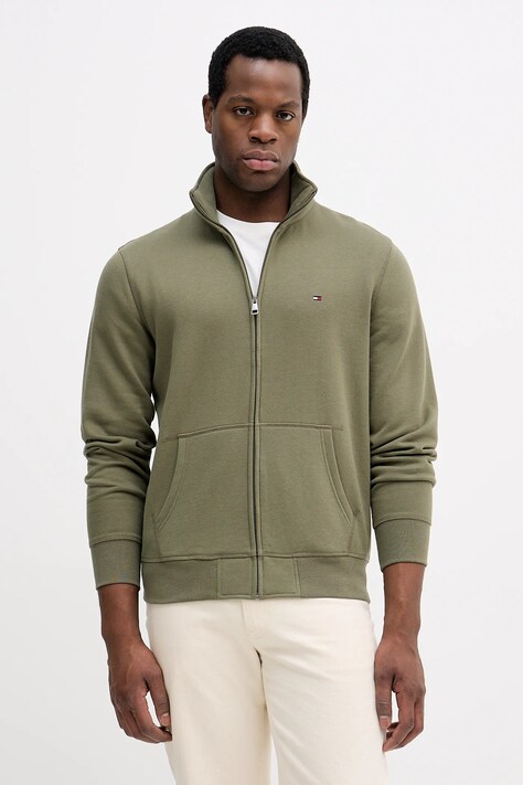 Tommy Hilfiger bluza culoarea verde, neted, MW0MW41759