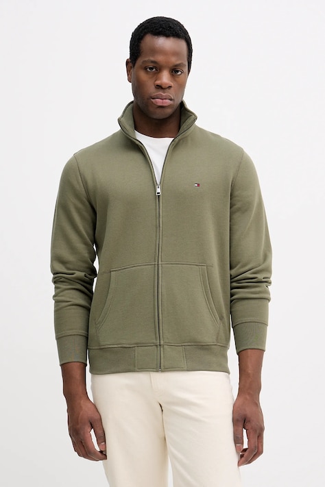 Tommy Hilfiger bluza culoarea verde, neted, MW0MW41759