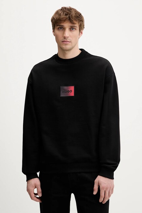 Pamučna dukserica HUGO Danotop boja: crna, bez uzorka, 50553134