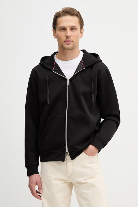 Mikina Guess čierna farba, s kapucňou, jednofarebná, M6RQ05 KD132