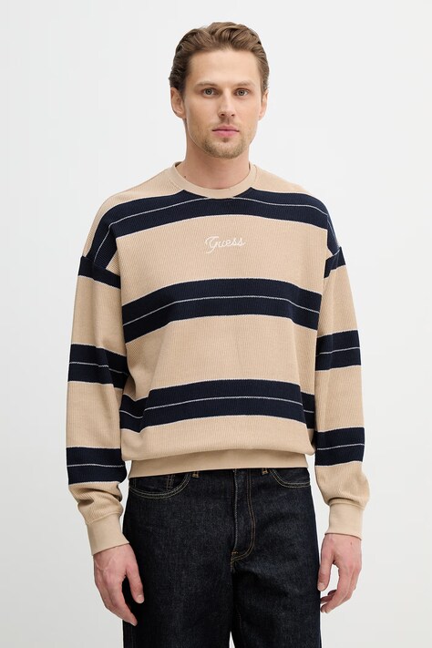 Βαμβακερό πουλόβερ Guess ανδρικό, χρώμα: μπεζ, M6RQ15 KD311