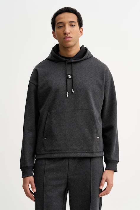 HUGO bluza Dineo męska kolor szary z kapturem melanżowa 50553395