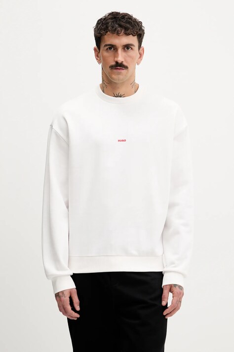 HUGO bluza bawełniana męska kolor biały wzorzysta 50557482