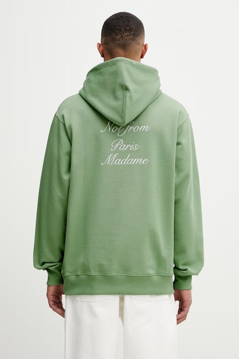 Drôle de Monsieur Le Hoodie Slogan Calligraphy bluza z kapturem męska bawełniana zielona K-HO168-CO127-LGN