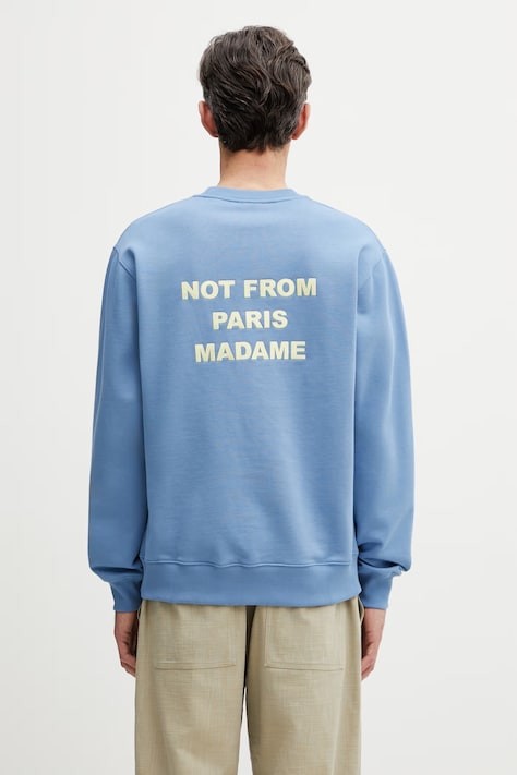 Drôle de Monsieur Le Sweatshirt Slogan bluza bawełniana damska niebieska K-SW149-CO127-ATBL