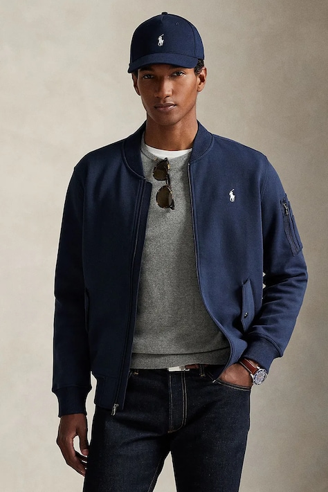 Polo Ralph Lauren bluză culoarea bleumarin, uni, 710980339