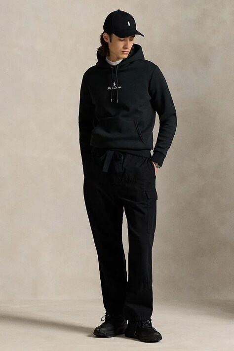 Polo Ralph Lauren bluza męska kolor czarny z kapturem z aplikacją 710981369