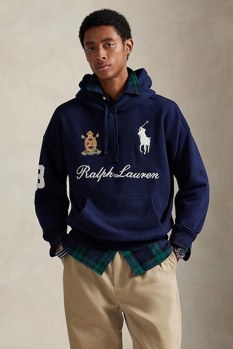 Polo Ralph Lauren bluza męska kolor granatowy z kapturem wzorzysta 710P03957