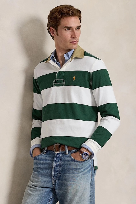 Polo Ralph Lauren bluza bawełniana męska kolor zielony wzorzysta 710P05317