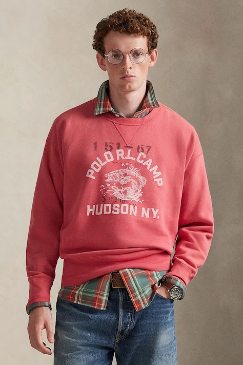 Mikina Polo Ralph Lauren pánská, růžová barva, vzorovaná, 710P05436