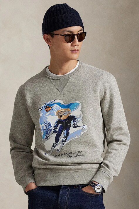 Polo Ralph Lauren bluza męska kolor szary z nadrukiem 710B13911