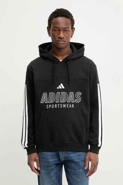 adidas bluza Tiro męska kolor czarny z kapturem z nadrukiem JC9402