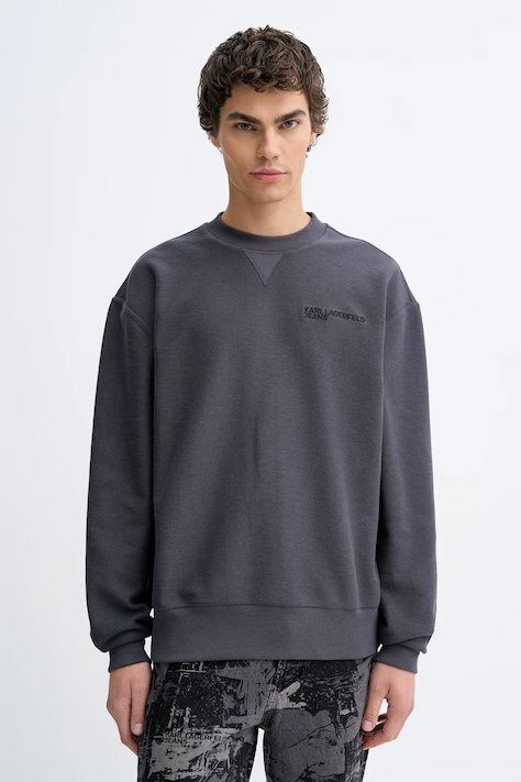 Karl Lagerfeld Jeans bluza bawełniana męska kolor szary gładka B1M20056