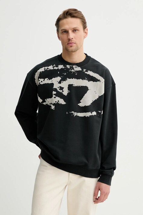 Diesel bluza bawełniana S-BOXT-N5 męska kolor czarny z nadrukiem A13051.0DMBU