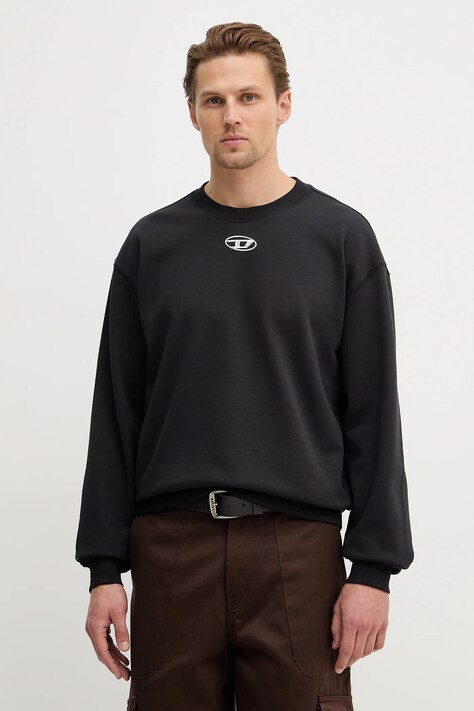 Diesel bluza bawełniana S-NORM-IOD męska kolor czarny gładka A20446.0BKBW