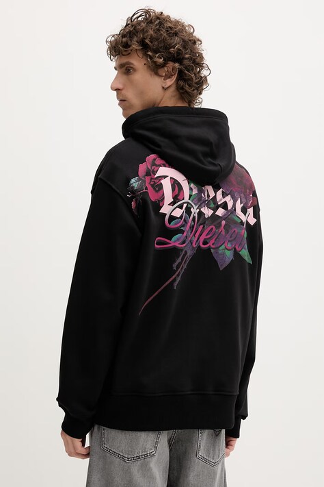 Diesel bluza z kapturem męska bawełniana S-MACS-HOOD-V1 czarna A22499.0NSEX