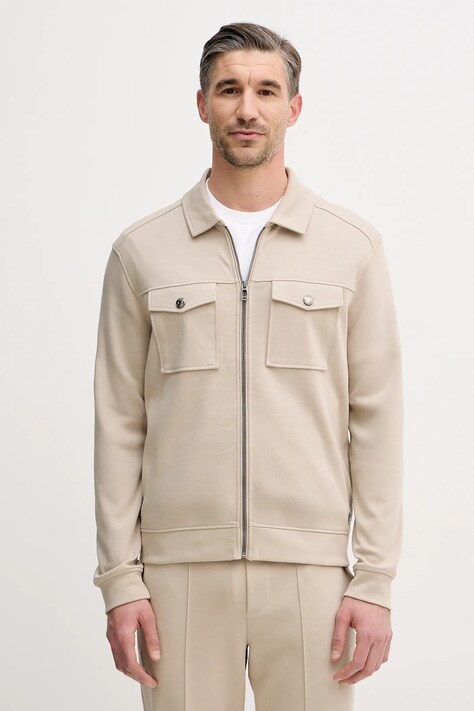 Joop! bluza bawełniana męska kolor beżowy gładka 30100508