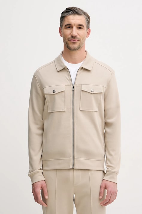 Joop! bluza bawełniana męska kolor beżowy gładka 30100508