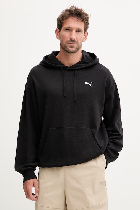 Puma bluza z kapturem męska z bawełną Essentials Elevated czarna 692019