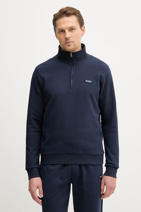 Hackett London bluza bawełniana męska kolor granatowy gładka HM5800090