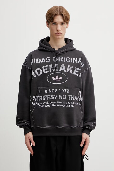 adidas Originals bluza męska kolor szary z kapturem z nadrukiem KG6444