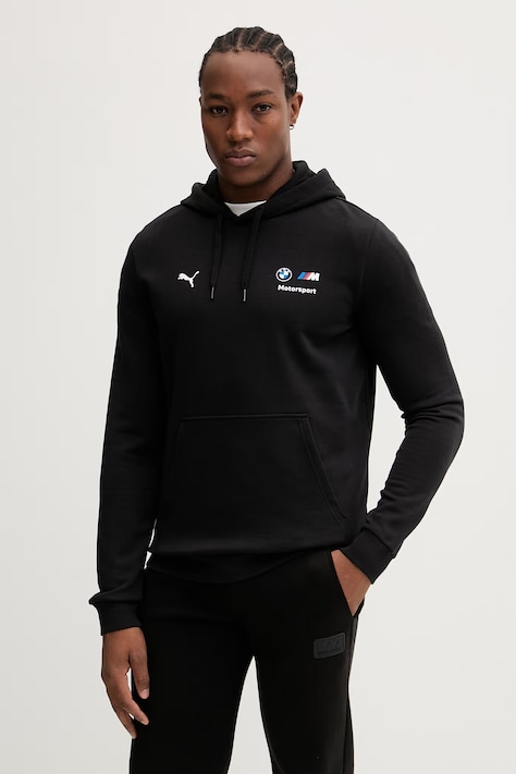 Puma bluza BMW męska kolor czarny z kapturem z nadrukiem 634893