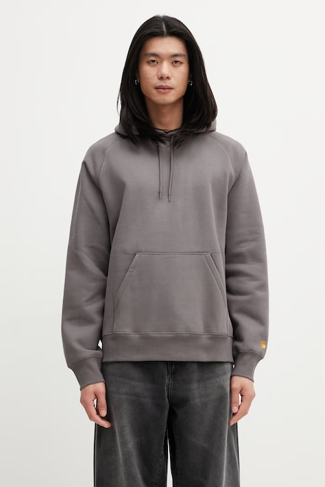 Carhartt WIP Hooded Chase Sweat bluza z kapturem z bawełną męska szara I033661.3H5XX