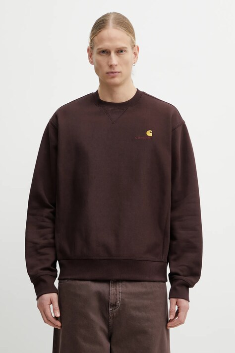 Carhartt WIP bluza American Script Sweat męska kolor brązowy gładka I025475.33HXX