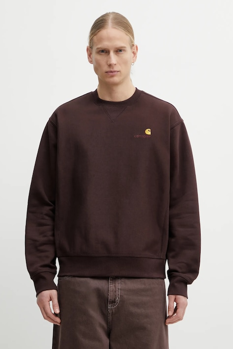 Carhartt WIP bluza American Script Sweat męska kolor brązowy gładka I025475.33HXX