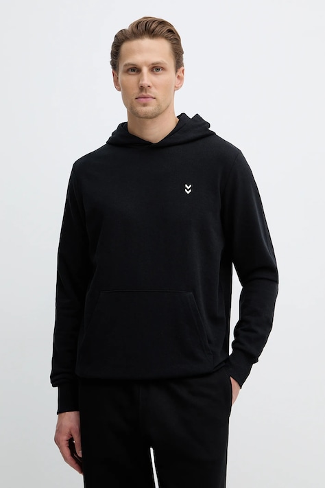 Hummel bluza męska kolor czarny z kapturem gładka 229309