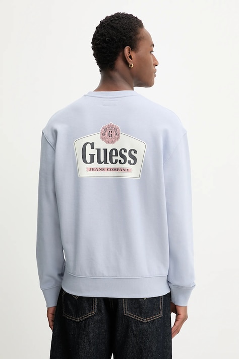 Guess Jeans bluza bawełniana męska kolor niebieski z nadrukiem M6RQ21 KCPR1