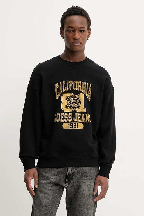 Бавовняна кофта Guess Jeans колір чорний з принтом M6RQ22 KCPR1