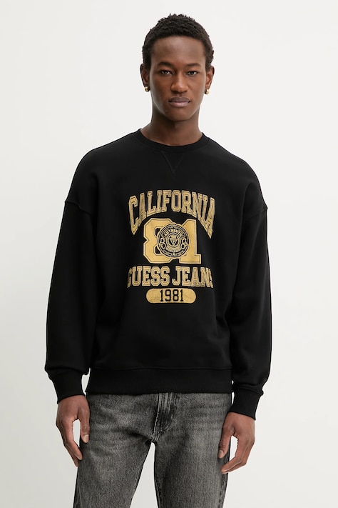 Бавовняна кофта Guess Jeans колір чорний з принтом M6RQ22 KCPR1