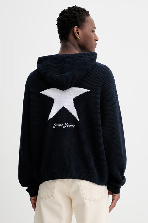 Guess Jeans sweter bawełniany męski kolor granatowy M6RR10 Z3HM1