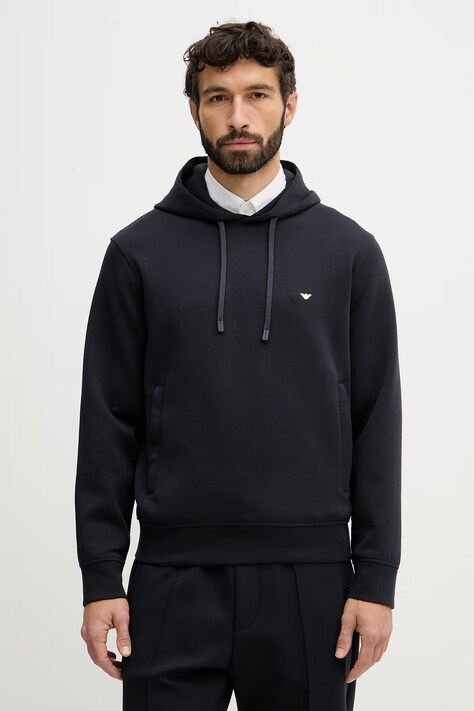 Emporio Armani bluza męska kolor granatowy z kapturem gładka EM004531 AF10013