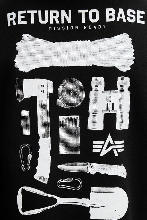 Alpha Industries bluza Return To Base Hoodie męska kolor czarny z kapturem z nadrukiem 266338